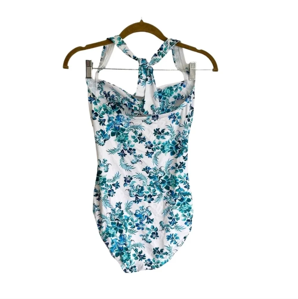 TOMMY BAHAMA Floral Isles Twist Knot One Piece Swimsuit Size 12 Halter - Picture 4 of 6